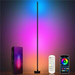 RGB LED Corner Floor Lamp with Remote App Control Music Sync for Gaming Room